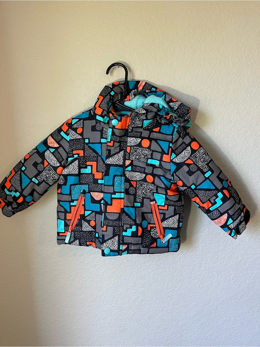 Cat & Jack Toddler 18M Geometric Hooded Winter Snow Jacket Fleece Lined